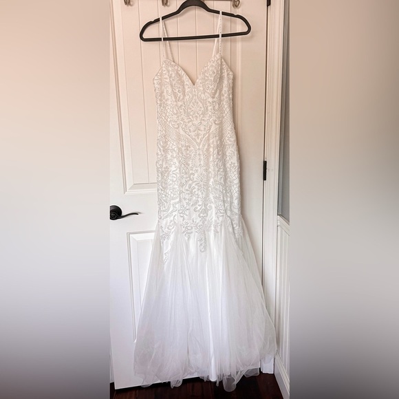 NWOT Dream Romance Beaded Tulle Trumpet Maxi Dress - Picture 12 of 14